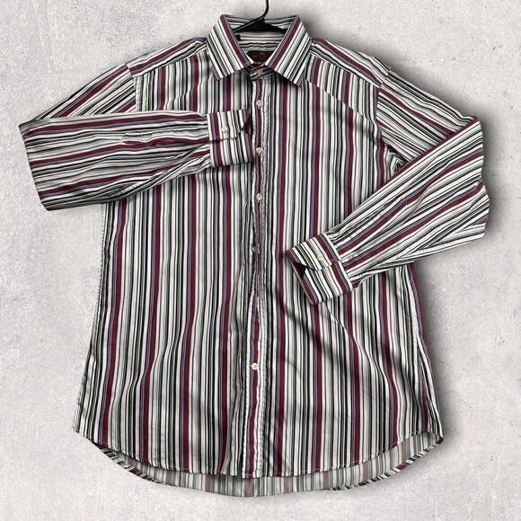 Etro Milano Button-Up Shirt Mens Size 42 (Medium) Multicolor Striped Italy - Picture 1 of 10